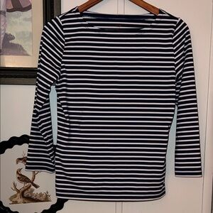 Vineyard Vines Navy and White Striped Long Sleeve Tee